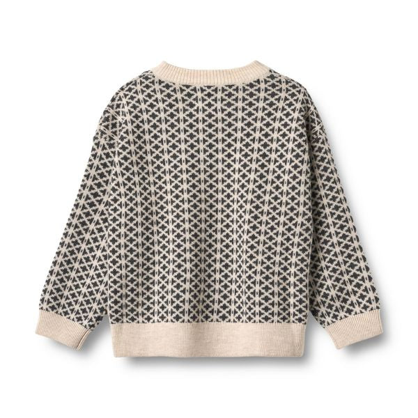Gebreide trui Elias - Merino wol - Warm sand melange - Wheat achterkant