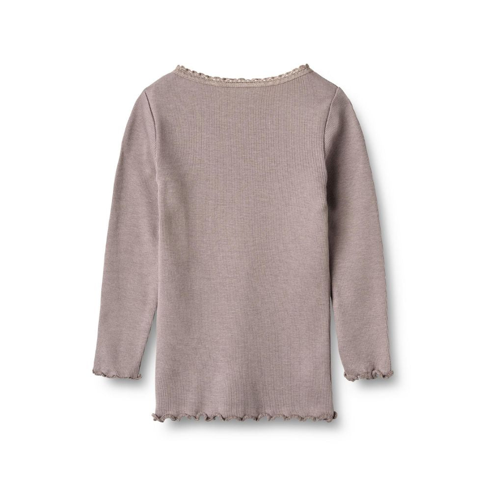 Top lange mouw - Modal/biologisch katoen - Dusty purple - Wheat achterkant