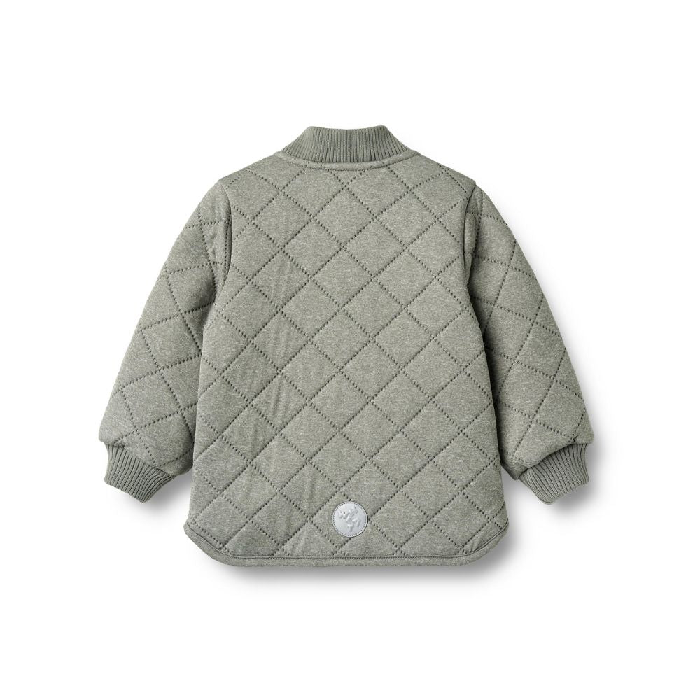 Thermo jas Loui - Thunder melange/groen - Wheat achterkant
