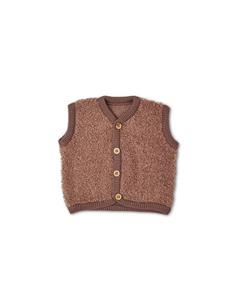 Bouclé gilet - Merino wol - Rose brown - Smallstuff