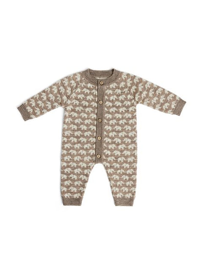 Gebreid boxpakje - Merino wol - Olifantjes - Bruin - Smallstuff