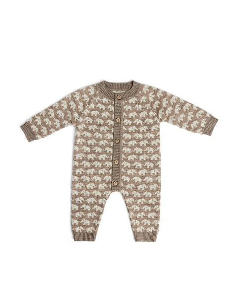 Gebreid boxpakje - Merino wol - Olifantjes - Bruin - Smallstuff