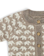 Cardigan Elephants - Merino wool - Brown - Smallstuff