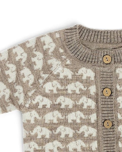Gebreid boxpakje - Merino wol - Olifantjes - Bruin - Smallstuff