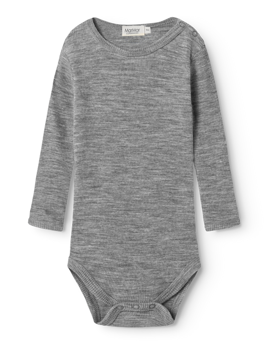 MarMar Copenhagen - Bense Wool Rib Romper - 100% merinowol - Grey melange