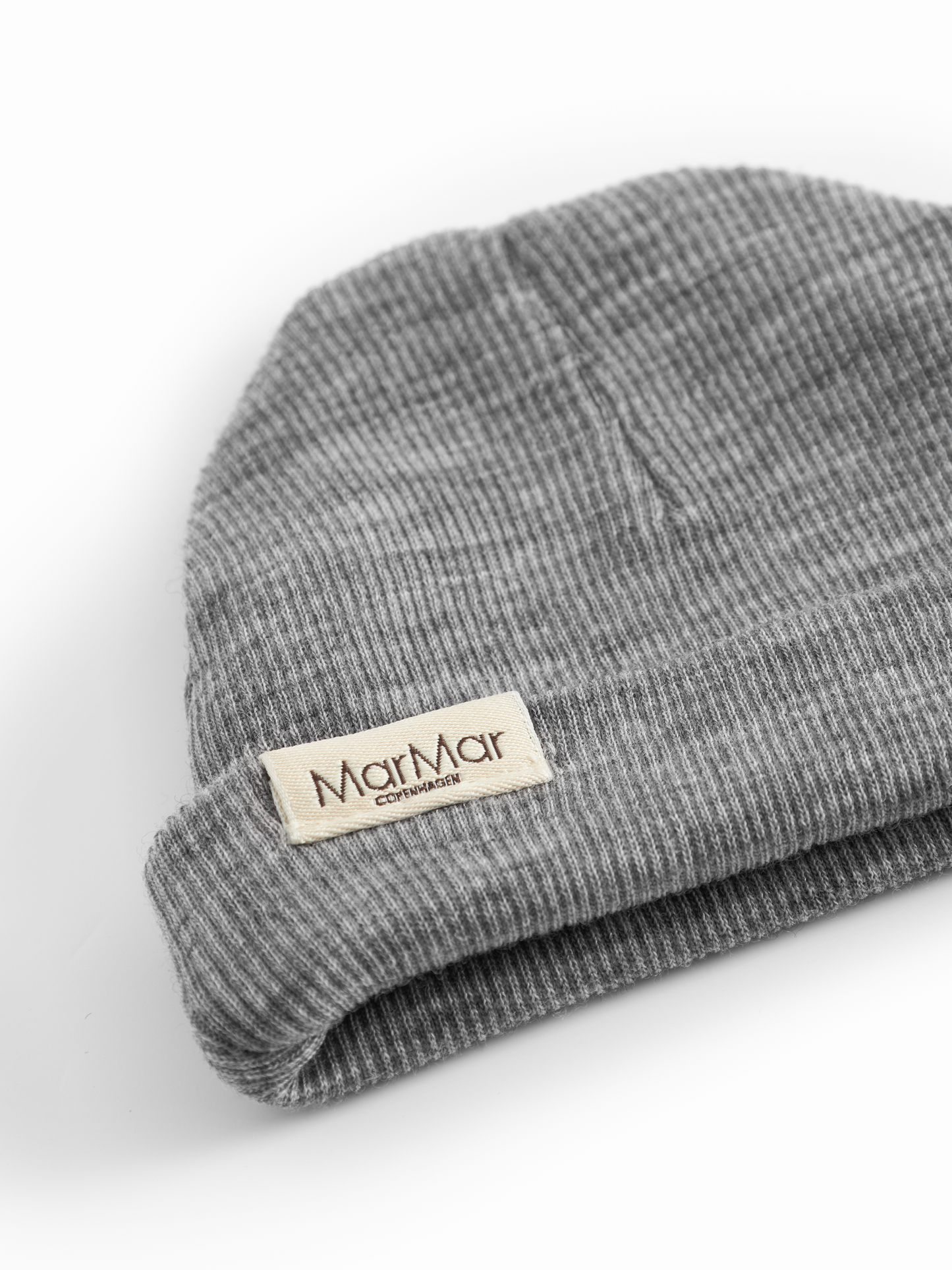 MarMar Copenhagen - Aiko Wool Rib Beanie - Baby Muts 100% merinowol - Grey melange