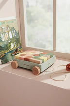 Houten Trekwagen met Blokken - 21 delige set - Kid's Concept - productfoto