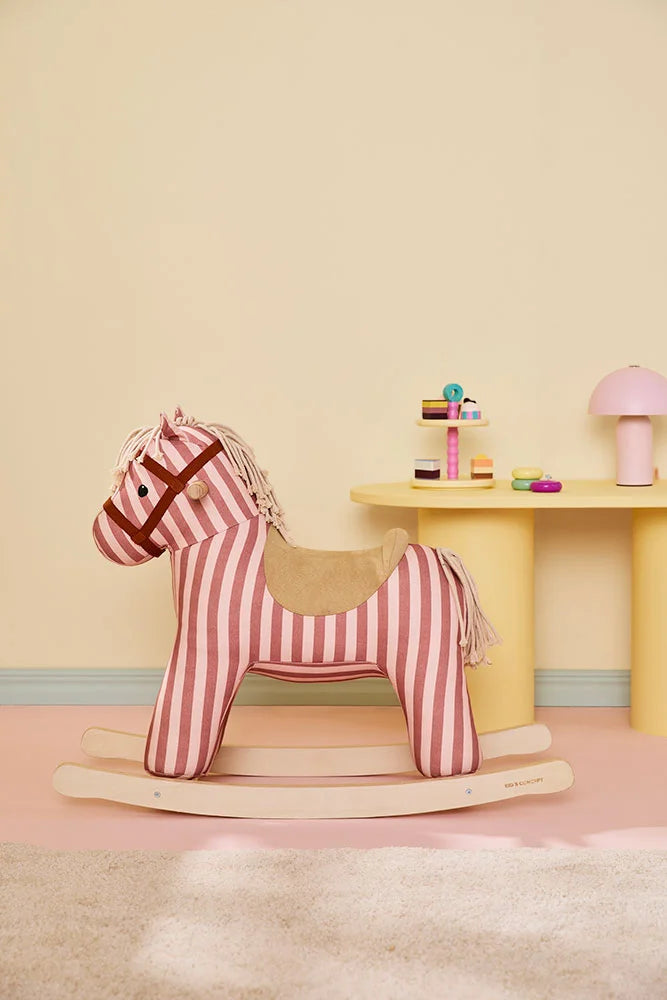 Hobbelpaard Mila - Clay Pink Stripe - FSC-gecertificeerd hout - Kid's Concept - productfoto