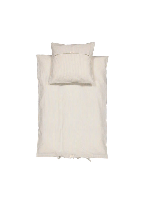 Bed Linen Junior – Blue Stone Stripe – Coton biologique – Housse de couette junior à rayures tissées – 100 × 140 cm – MarMar Copenhagen