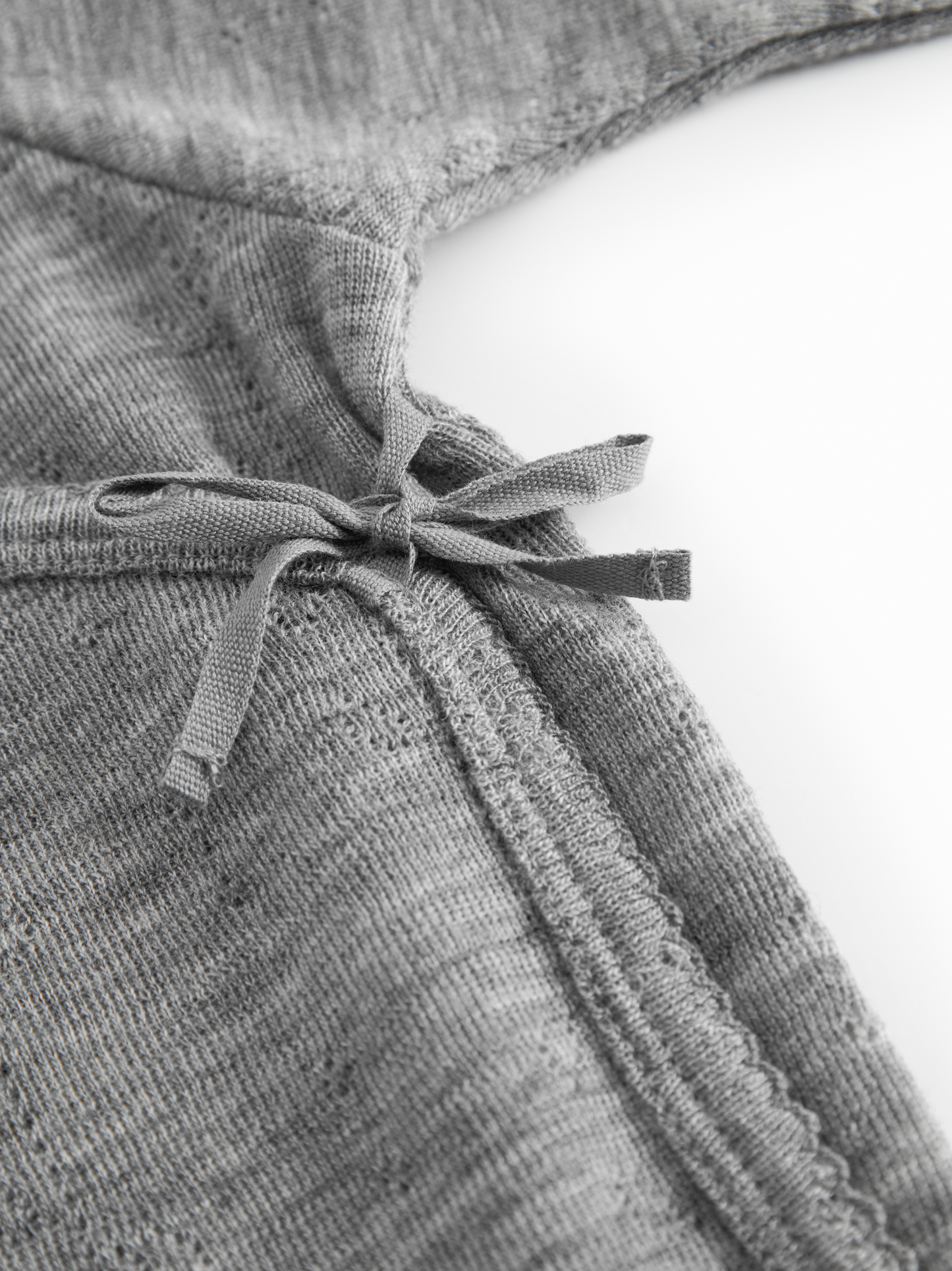 Overslagromper - Belita Wool Pointelle Romper - Merino wol - Grey Melange - MarMar Copenhagen
