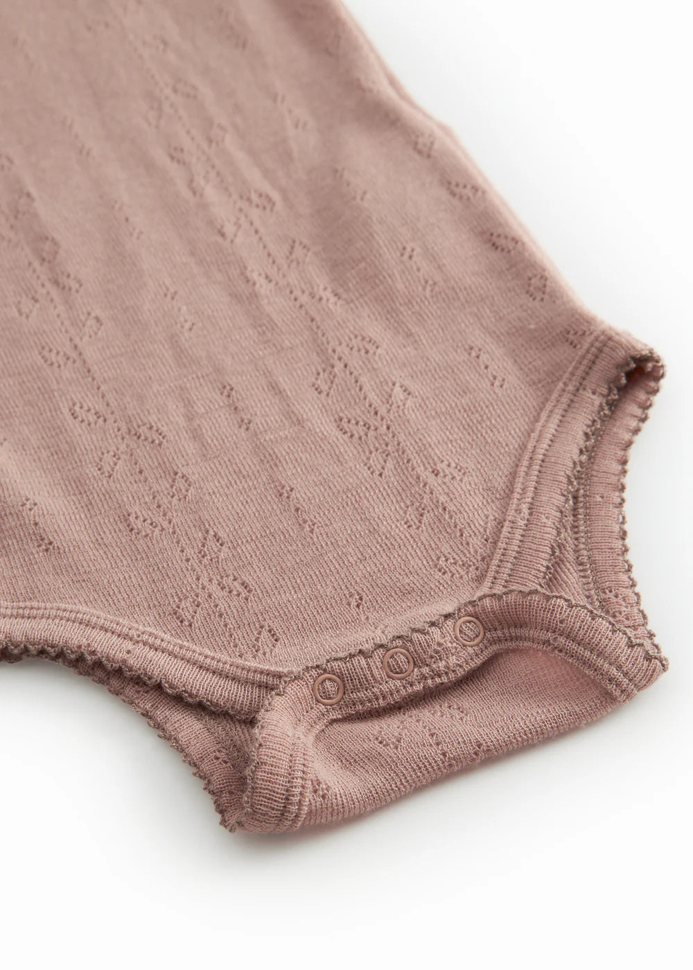 Mouwloze merinowollen romper - Bini Wool Pointelle - Burnt Rose - MarMar Copenhagen