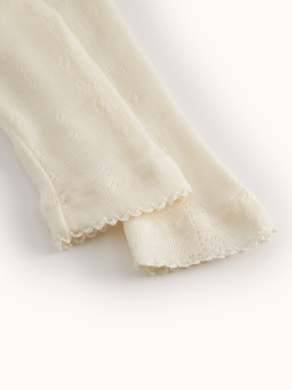 Broekje zonder voetjes Piva - Wool pointelle - Merinowol - Burnt Rose - MarMar Copenhagen