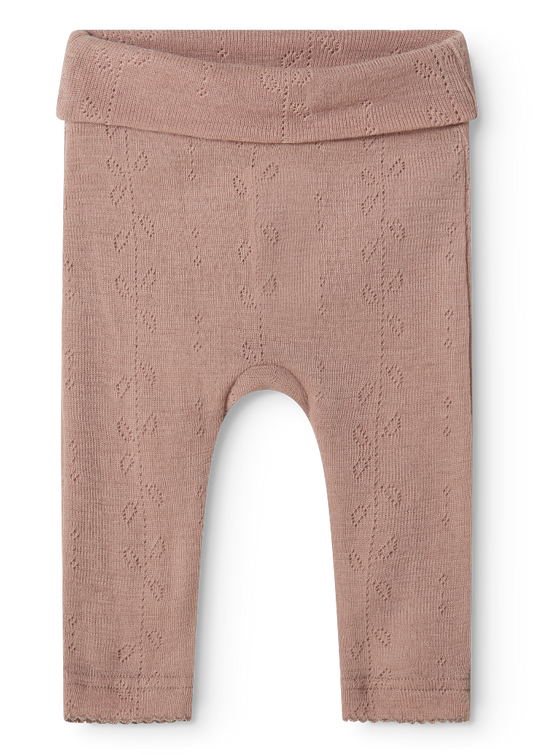 MarMar Copenhagen - Piva Wool Pointelle Pants - Broekje - 100% merino wol - Burnt rose