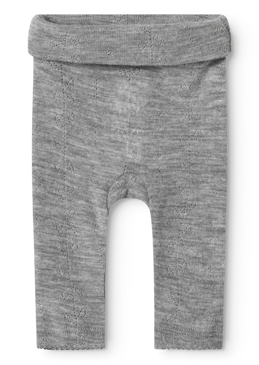 MarMar Copenhagen - Piva Wool Pointelle Pants - Broekje - 100% merino wol - Grey melange