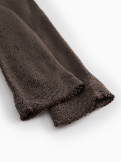 Broekje zonder voetjes Piva - Wool pointelle - Merinowol - Burnt Rose - MarMar Copenhagen