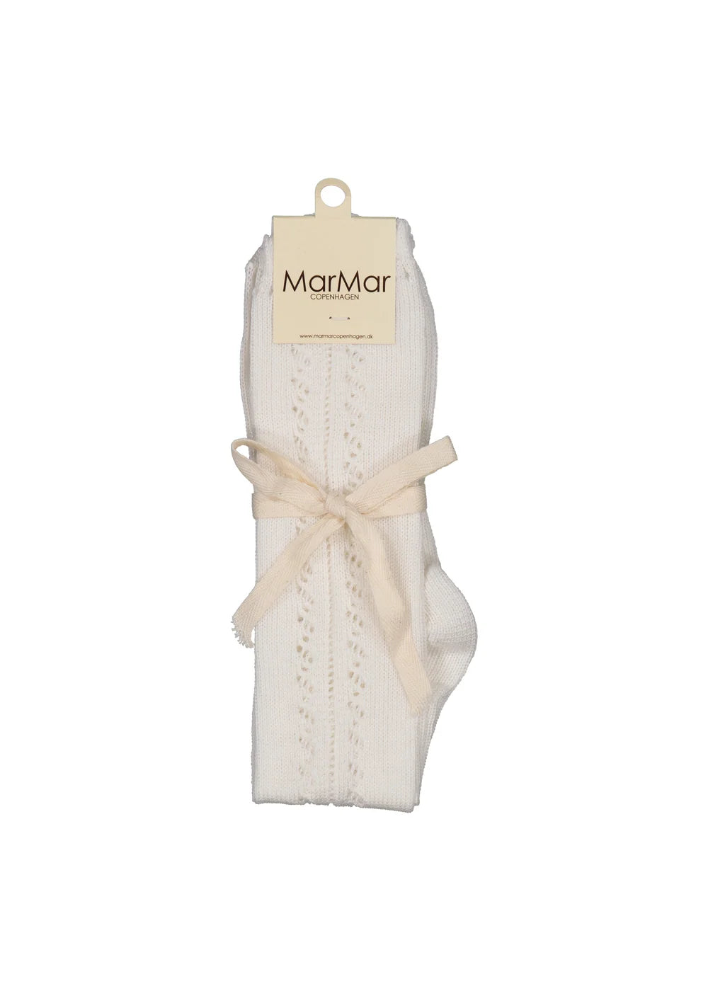 Knee Socks Pointelle – Gentle White – Kinder-Kniestrümpfe aus Baumwolle mit Ajourmuster – MarMar Copenhagen