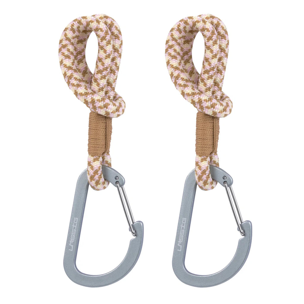 Kinderwagenhaken MIX Cord (2-pack) – Green Lavender, Camel Vanilla, Olive Red & Black Blue – LÄSSIG