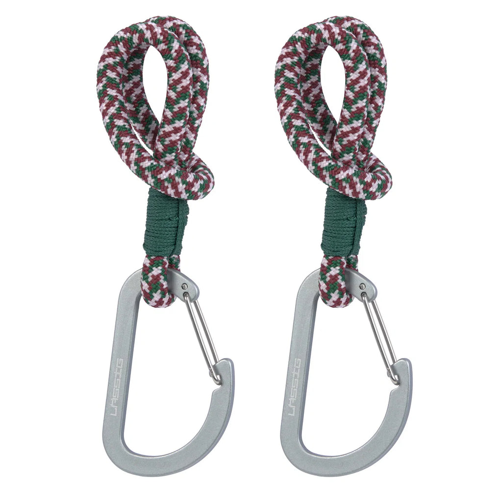 Kinderwagenhaken MIX Cord (2-pack) – Green Lavender, Camel Vanilla, Olive Red & Black Blue – LÄSSIG