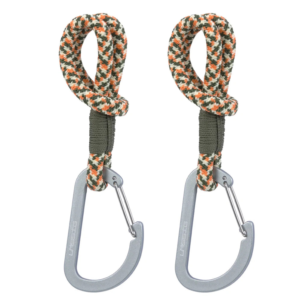 Kinderwagenhaken MIX Cord (2-pack) – Green Lavender, Camel Vanilla, Olive Red & Black Blue – LÄSSIG