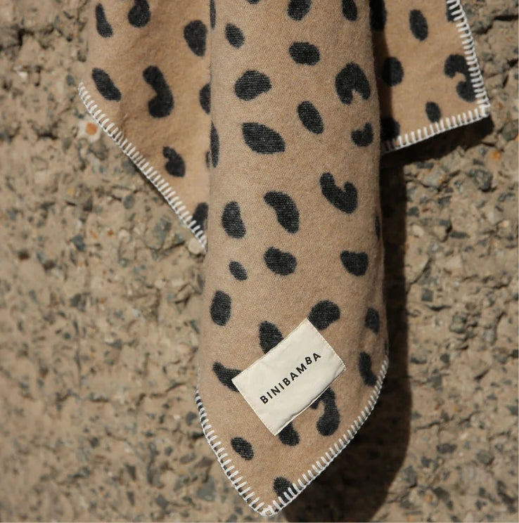 Leopard Merino Biniblanket – Couverture pour berceau - 100 % laine mérinos - 75×100 cm – BINIBAMBA