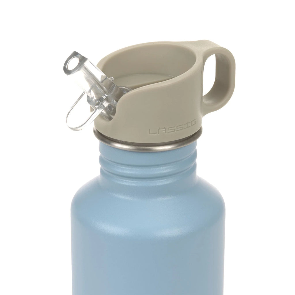RVS Drinkfles met rietje – 500 ml – Pattern Party Blue/Green – LÄSSIG