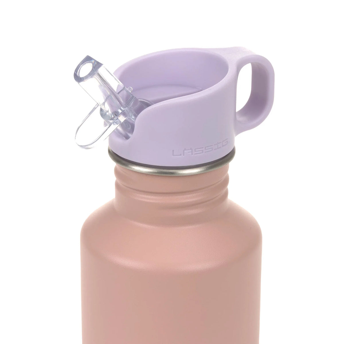 RVS Drinkfles met rietje – 500 ml – Pattern Party Rose/Lilac – LÄSSIG