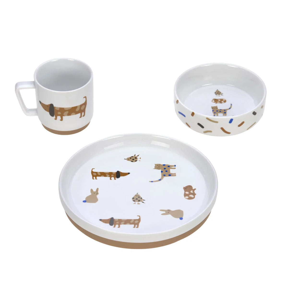 Porseleinen Kinderservies met Siliconen Antislip – 3-delige Set – Little Mateys Royal Blue – LÄSSIG