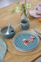 Porseleinen Kinderservies met Siliconen Antislip – 3-delige Set – Tiny Team Dog – LÄSSIG