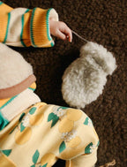 Wollene Kinderfäustlinge mit Kordel – Gully Junior Beige – 100% Wolle – Alwero