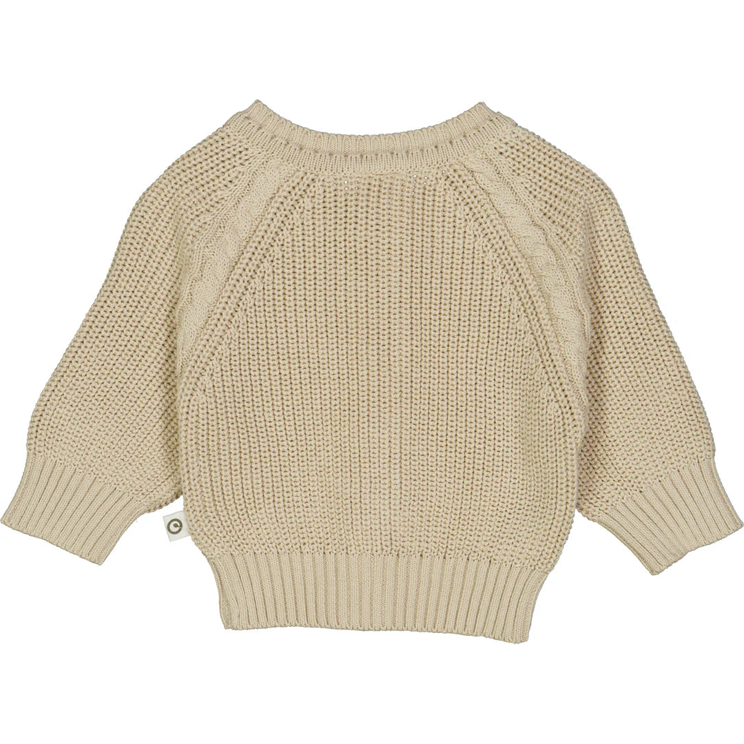 Gebreid vestje - Chunky cardigan - Beige - Biologisch katoen - Musli