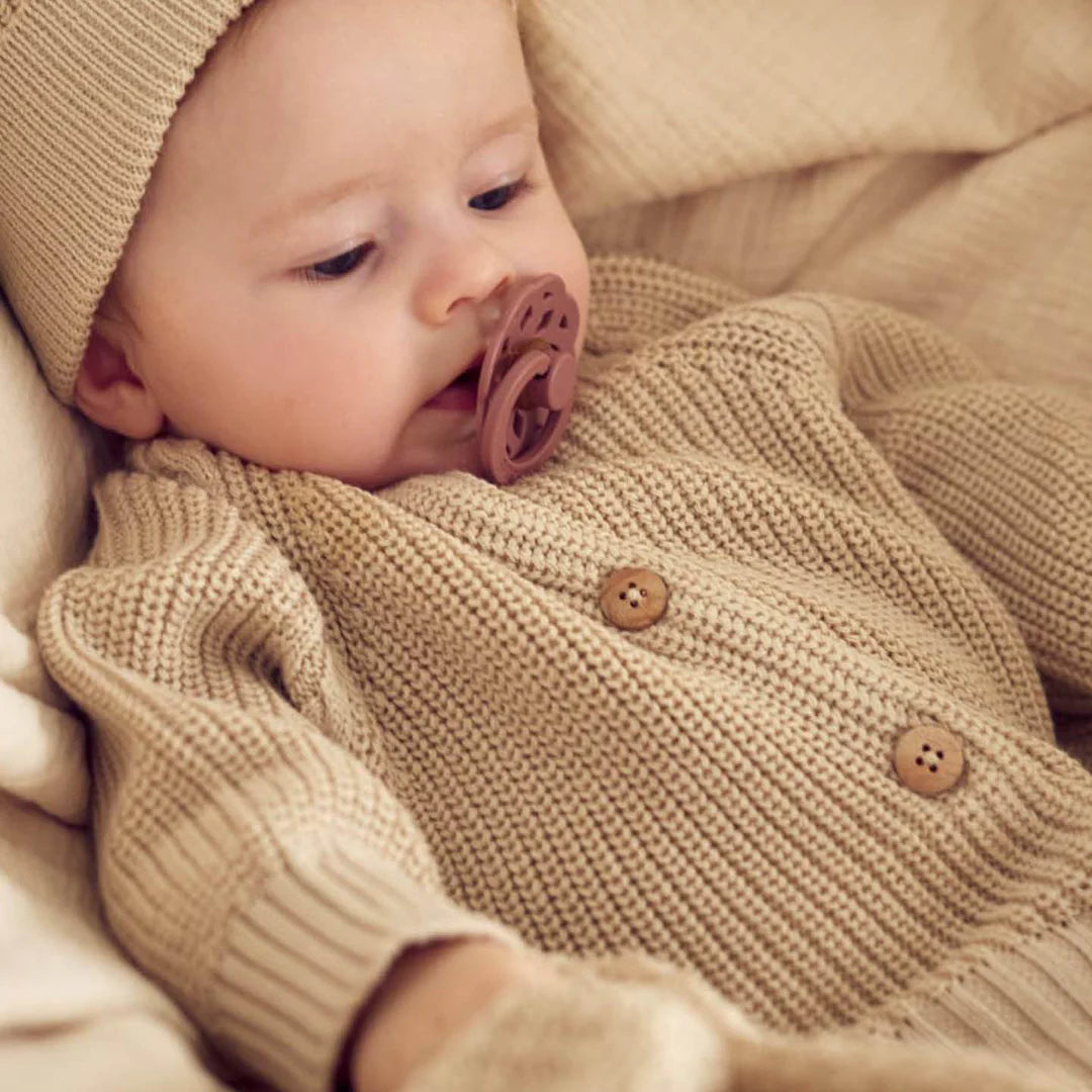 Gebreid vestje - Chunky cardigan - Beige - Biologisch katoen - Musli