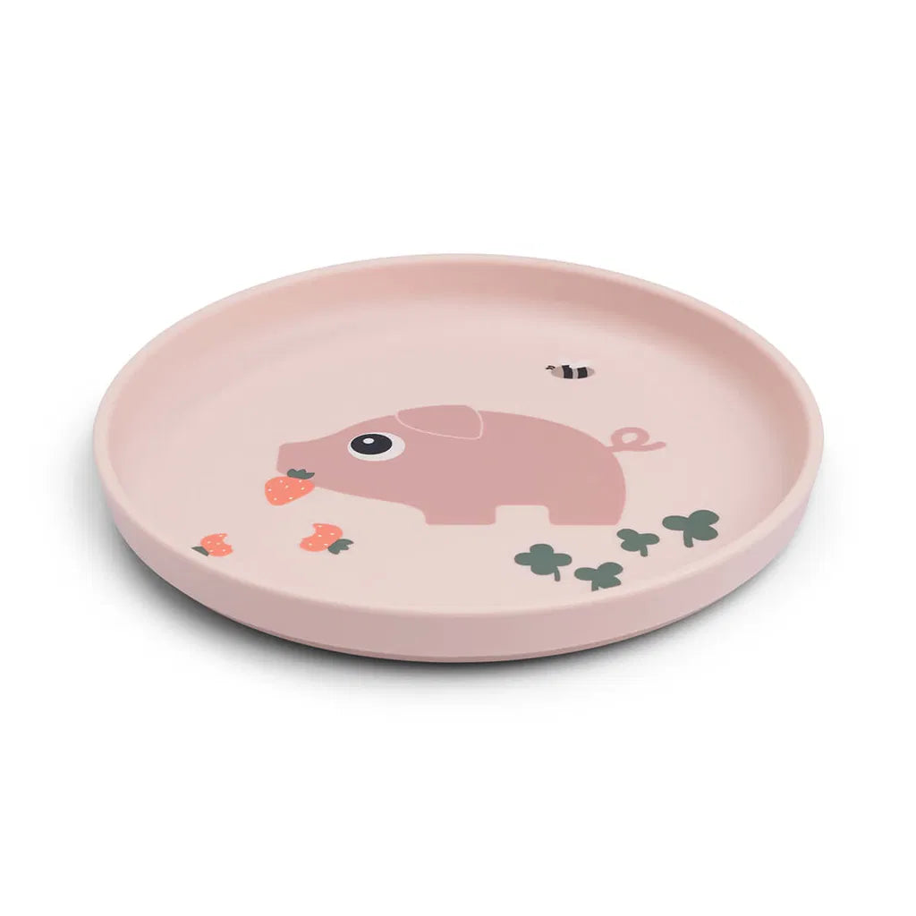 Anti slip bordje - Foodie plate - Tiny farm - Powder - Done by Deer - productfoto - afbeelding 4