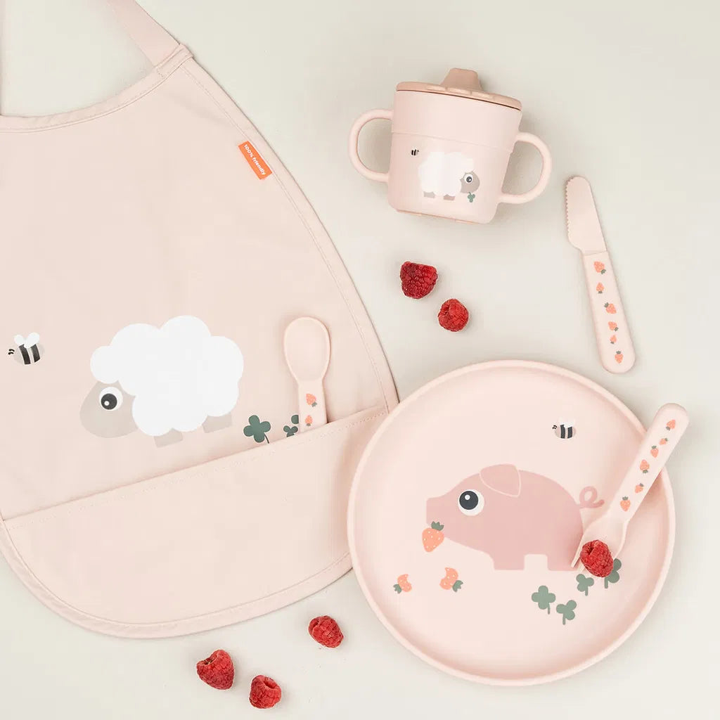 Anti slip bordje - Foodie plate - Tiny farm - Powder - Done by Deer - productfoto - afbeelding 3
