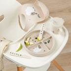 Siliconen zuignap bord - Stick&Stay compartment plate - Tiny farm - Sand - Done by Deer - productfoto - afbeelding 2