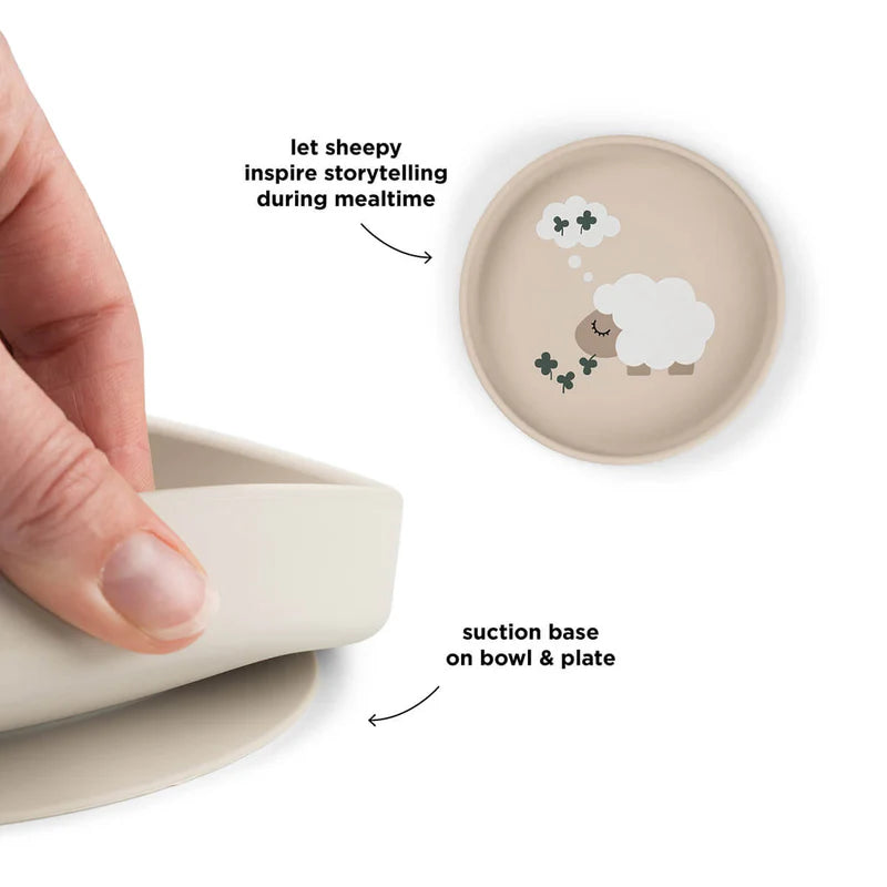 Suction cup plate - Silicone Stick&Stay plate - Tiny farm - Sand - Done by Deer