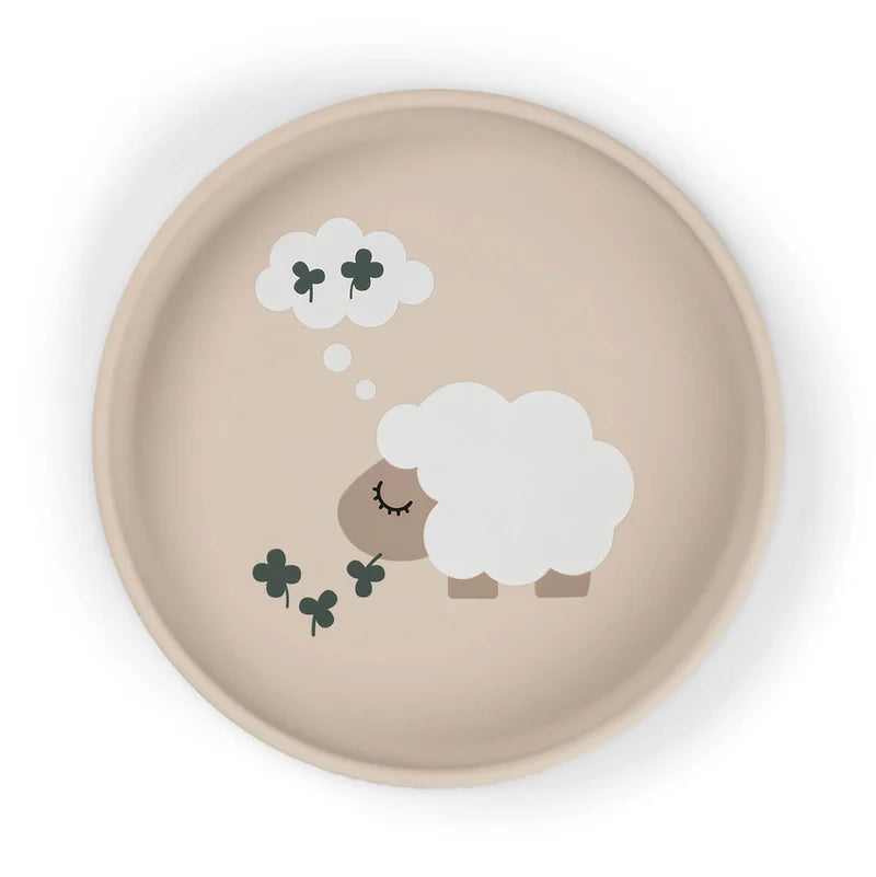 Zuignap bord - Silicone Stick&Stay plate - Tiny farm - Sand - Done by Deer