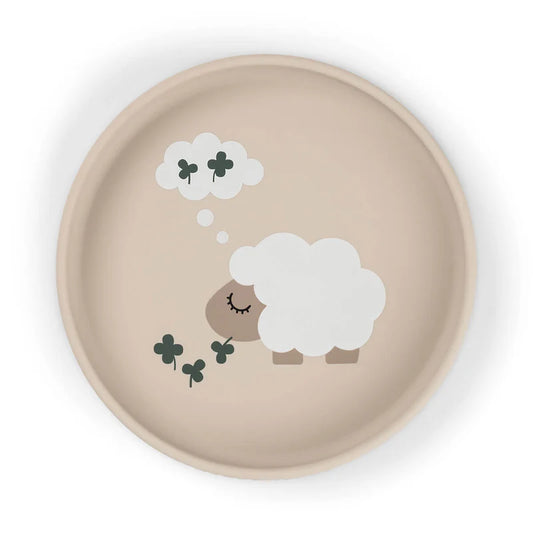 Zuignap bord - Silicone Stick&Stay plate - Tiny farm - Sand - Done by Deer