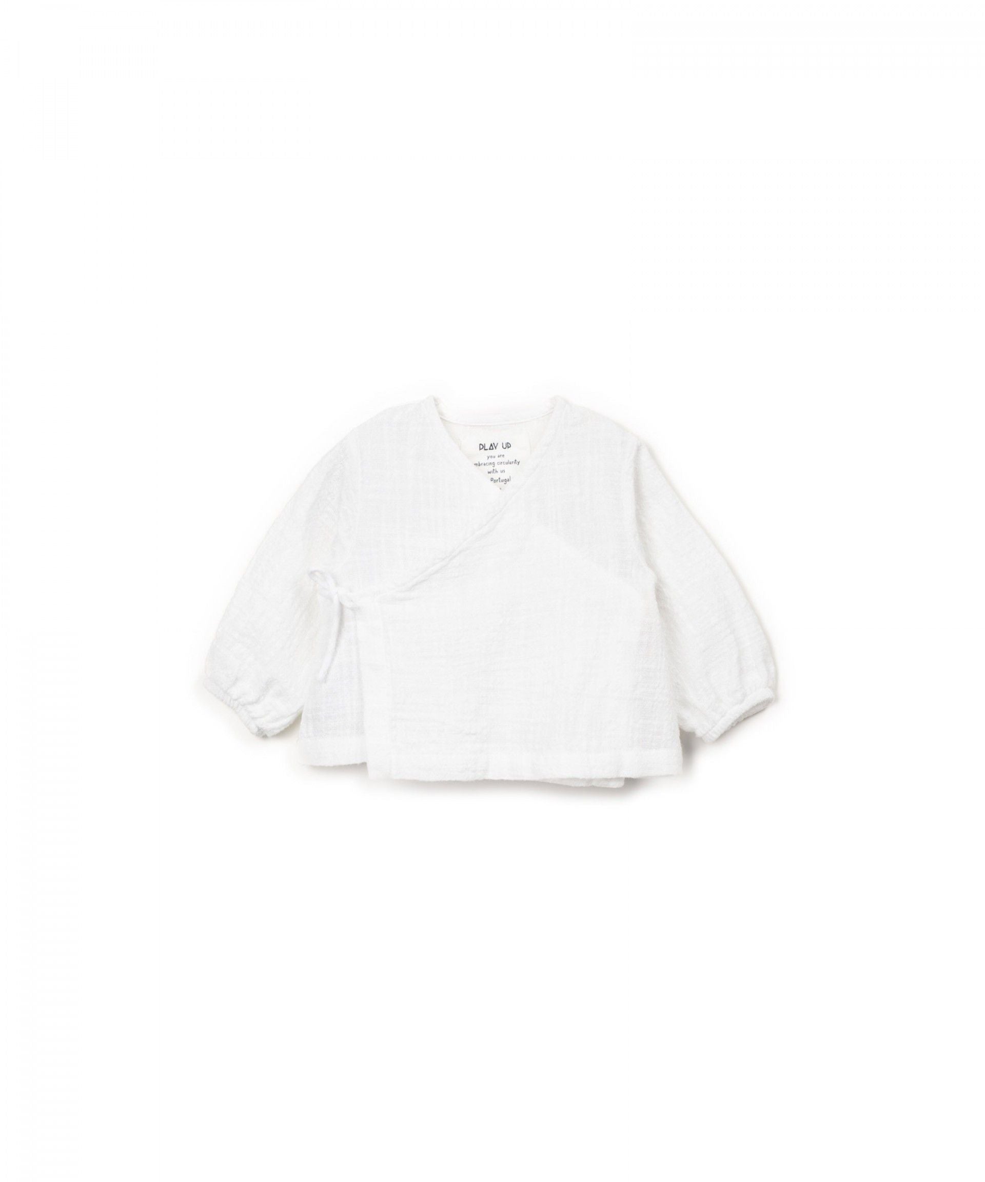 Wikkelblouse mousseline - Wit - 100% biologisch katoen - Play Up - voorkant