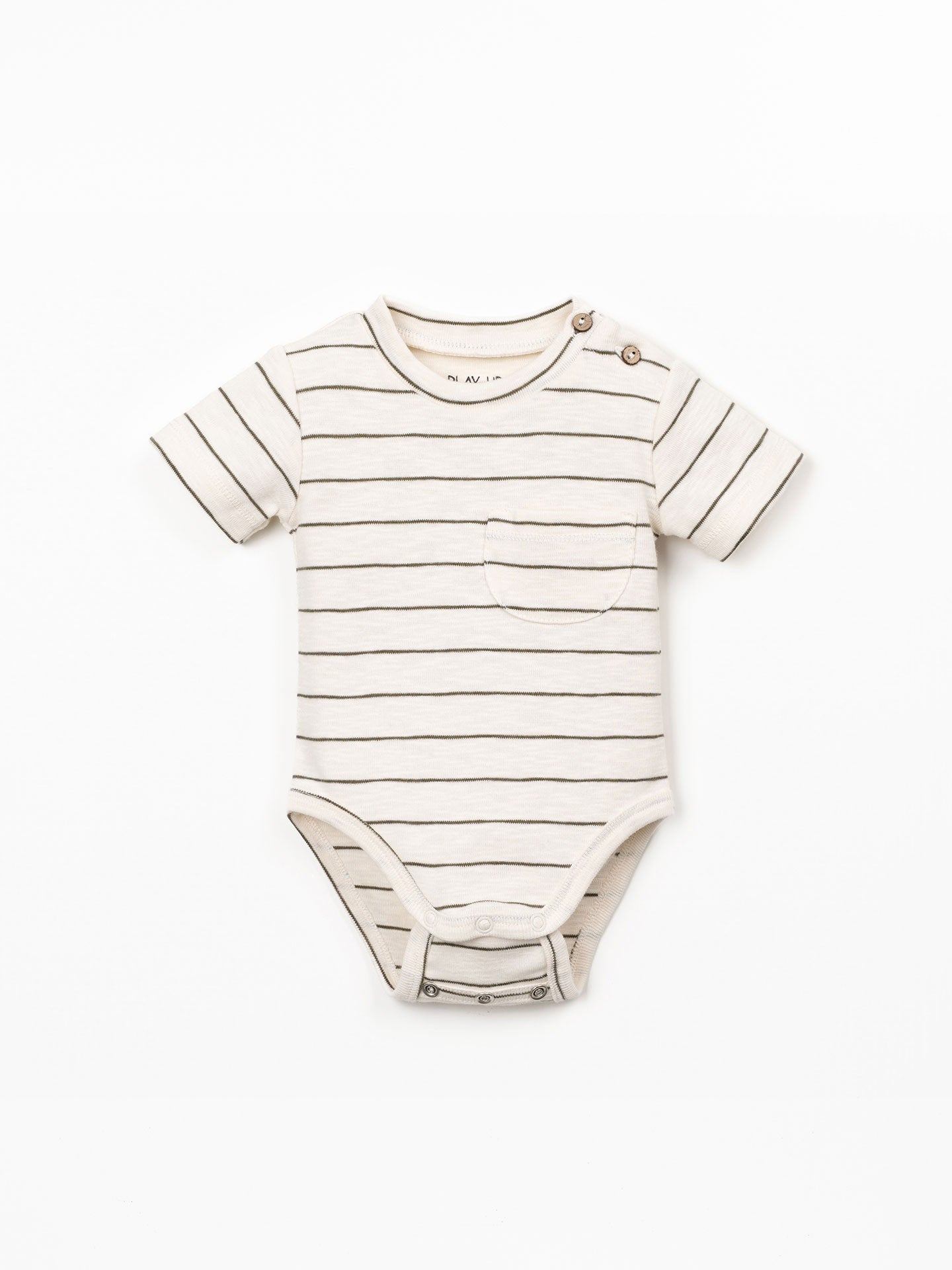 Romper met borstzakje - Dark Green - 100% biologisch katoen - Play Up - voorkant