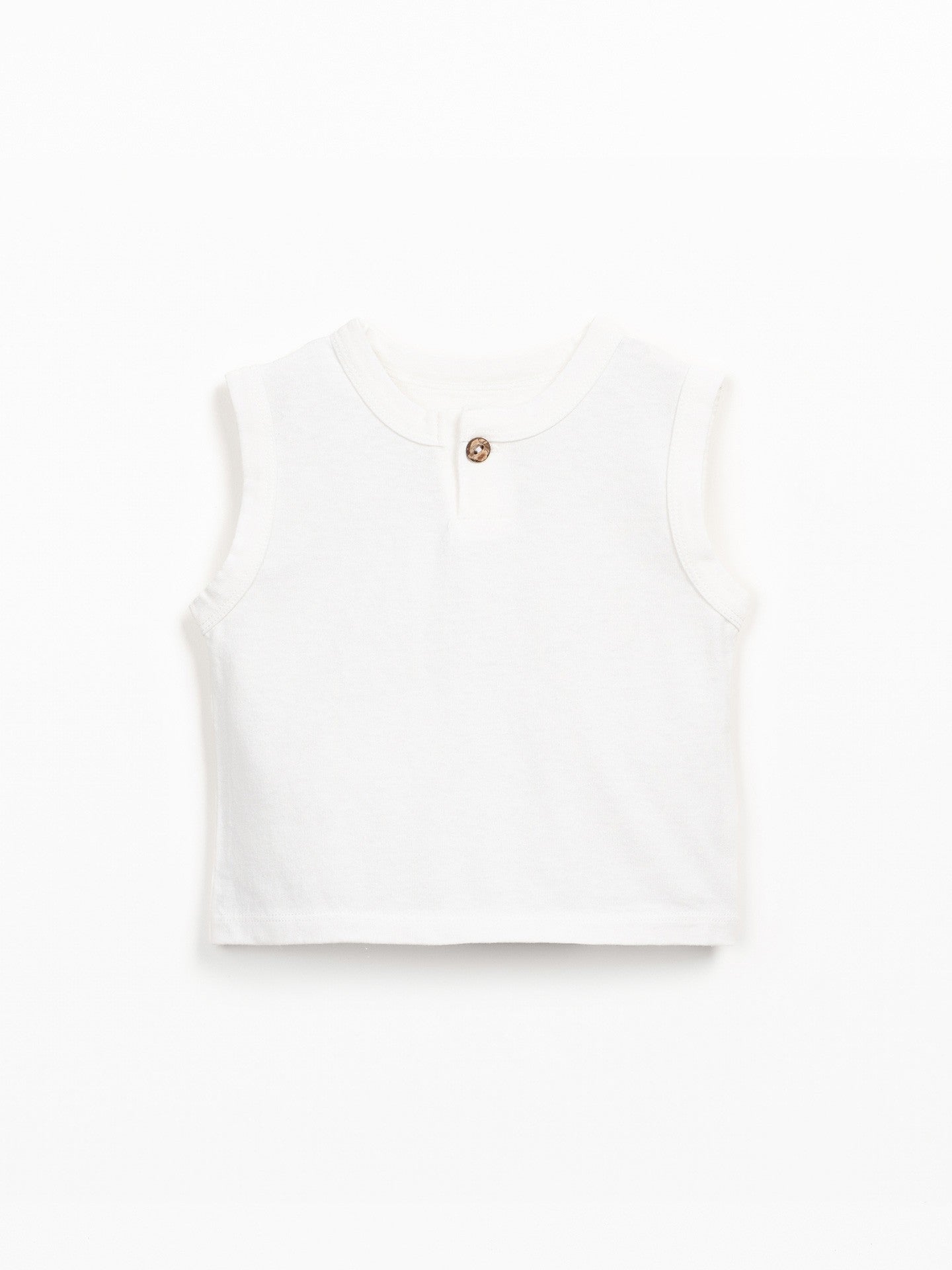 Mouwloos Jersey T-shirt- Wit - Biologisch katoen en gerecycled katoen - Play Up - voorkant