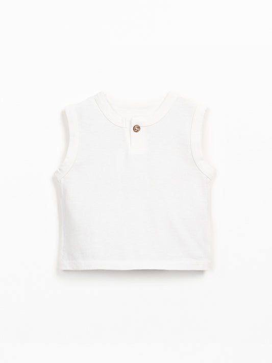 Mouwloos Jersey T-shirt- Wit - Biologisch katoen en gerecycled katoen - Play Up - voorkant