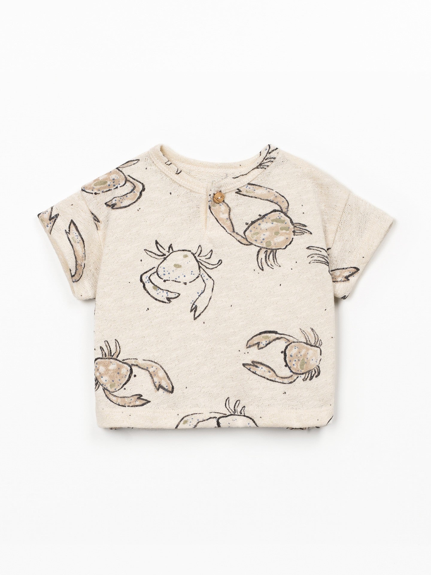 T-shirt met krabprint - Raw - 100% biologisch katoen - Play Up - voorkant