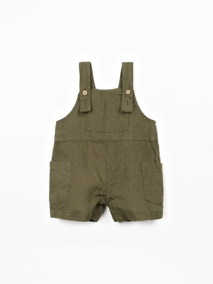 Linnen jumpsuit met verstelbare bandjes - 100% linnen - Play Up - kaki