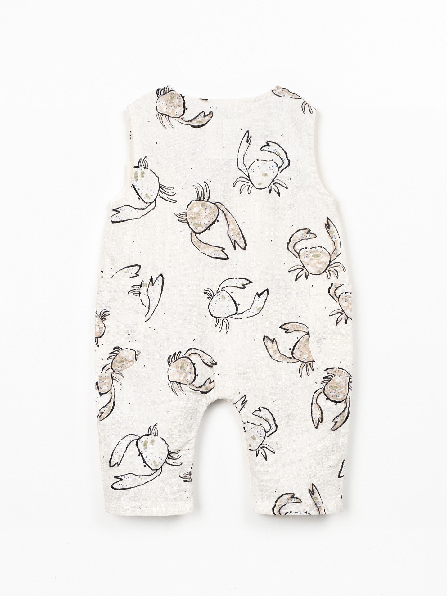 Linnen jumpsuit met krabprint - Ecru - 100% linnen - Play Up - achterkant