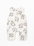 Linnen jumpsuit met krabprint - Ecru - 100% linnen - Play Up - voorkant