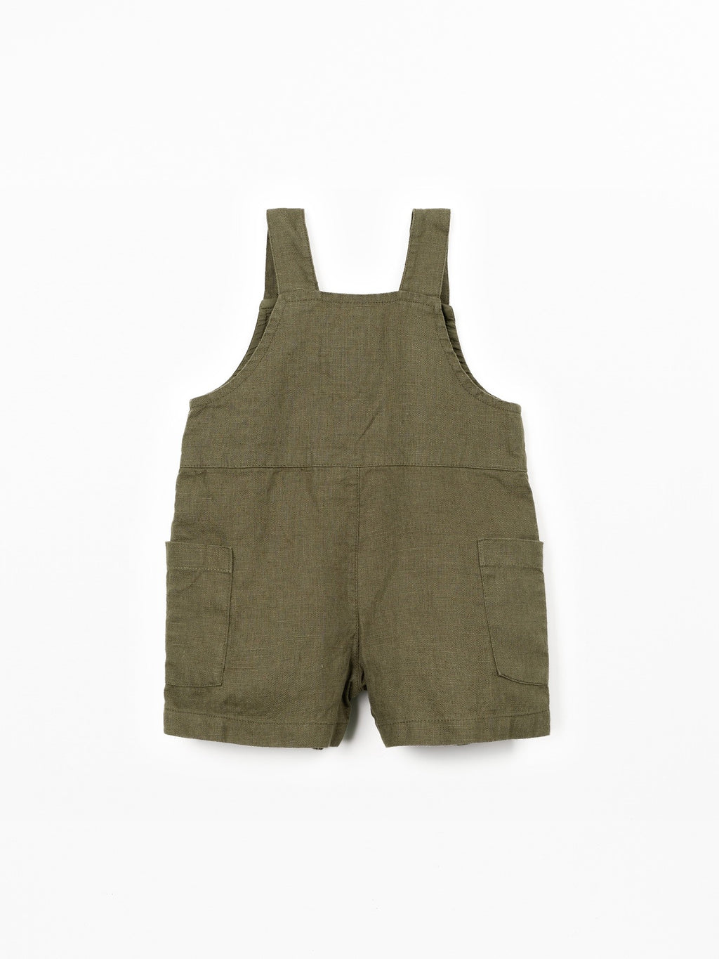 Linnen jumpsuit met verstelbare bandjes - 100% linnen - Play Up - groen achterkant