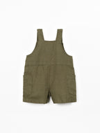 Linnen jumpsuit met verstelbare bandjes - 100% linnen - Play Up - groen achterkant