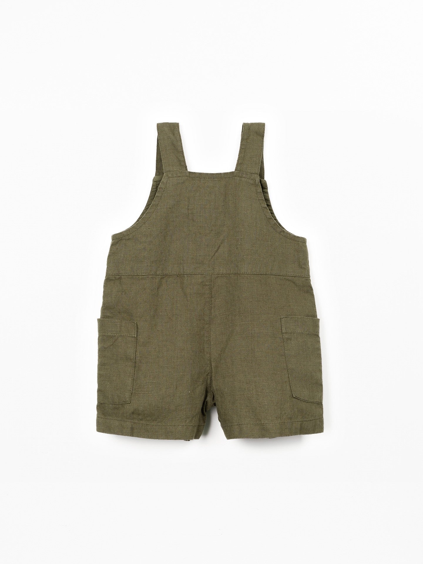 Linnen jumpsuit met verstelbare bandjes - 100% linnen - Play Up - groen achterkant