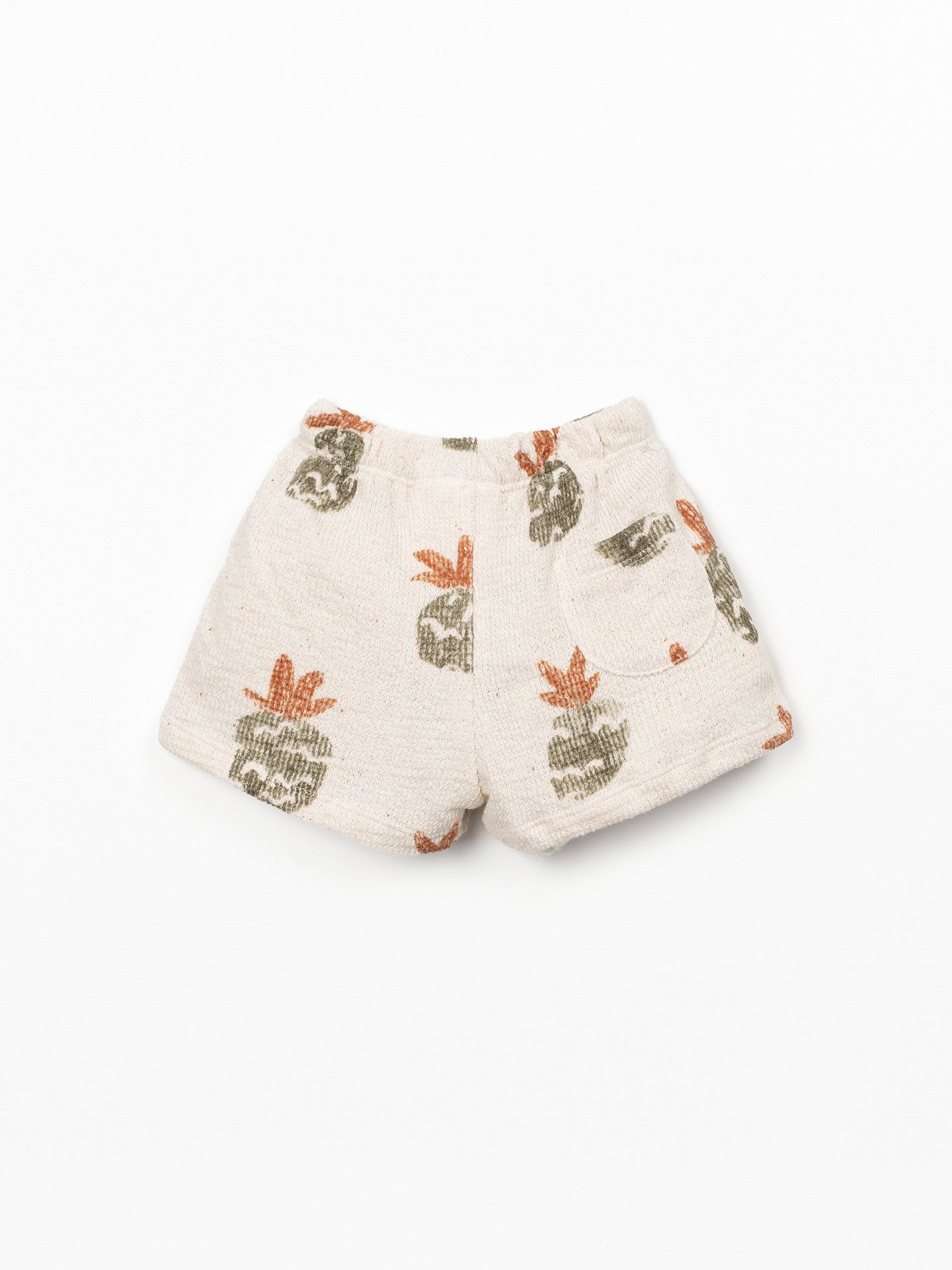 Short met ananasprint - Ecru - Regeneratief katoen - Play Up - achterkant