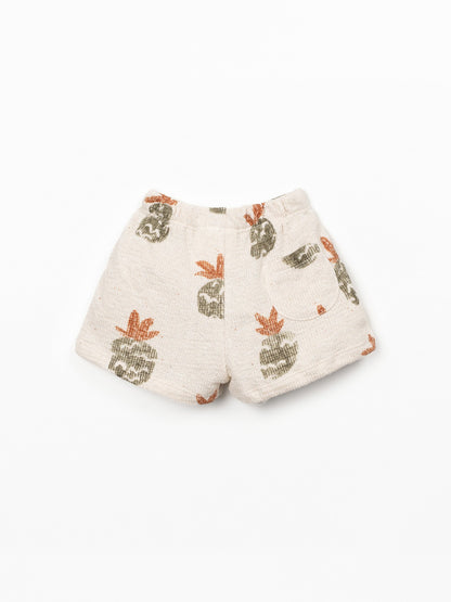 Short met ananasprint - Ecru - Regeneratief katoen - Play Up - achterkant
